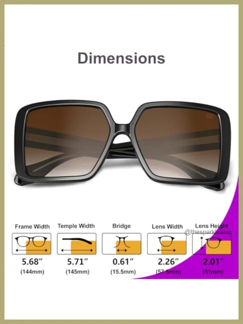 Oversized Square Sunglasses Women UV400 TR90 Frame Retro Fashion Designer